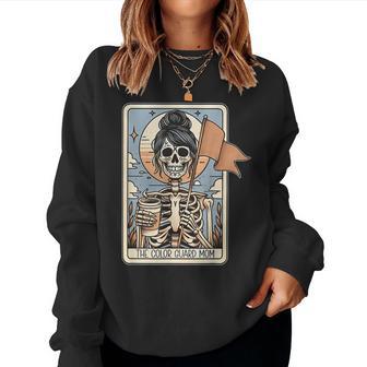 Color Guard Mom Tarot Card Skeleton Guard Mama Marching Band Women Sweatshirt - Thegiftio UK