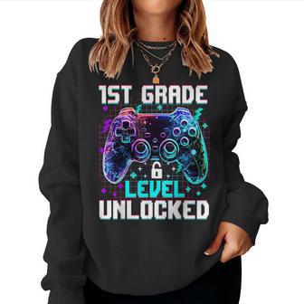 Controller 1St Grade Level Unlocked First Day Of School Boys Women Sweatshirt - Thegiftio UK