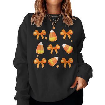 Coquette Bow Candy Corn Retro Halloween Kids Women Sweatshirt - Thegiftio UK