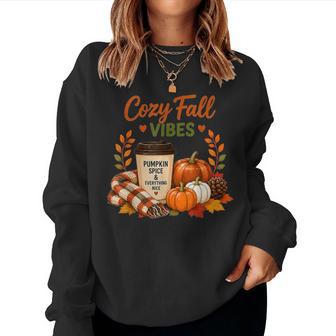 Cozy Fall Vibes Pumpkin Spice Autumn Coffee Lover Women Sweatshirt - Thegiftio UK