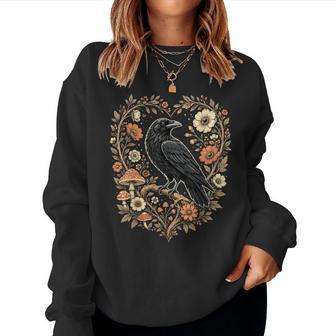 Crow Raven Floral Gothic Nature Women Sweatshirt | Seseable UK