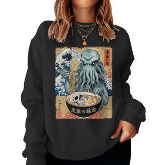 Cthulhu Nouilles Ramen Anime Japonais Ukiyo-E Graphic Sweat-shirt pour femme - Cadeauxyz