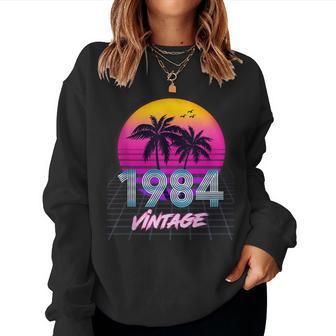 Cumpleaños De 42 Años Para Hombres Y Es Nacidos En 1984 Retro 80S Palm In Mangas Sudadera Mujer - Regaloses