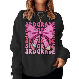 Cute 3Rd Grade Girls Coquette Bow Back To School Third Grade Women Sweatshirt - Thegiftio UK