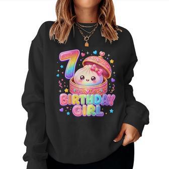 Cute 7Th Squishy Birthday Party 7 Year Old Girl Outfit Women Sweatshirt - Thegiftio UK