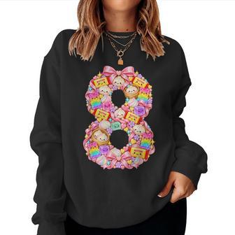 Cute 8Th Birthday Girl 8 Year Old Squishy Dumpling Bows Women Sweatshirt | Seseable UK