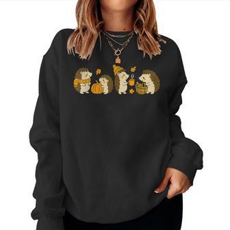Cute Autumn Hedgehog Fall Season Cartoon Women Sweatshirt - Thegiftio UK