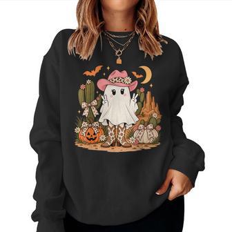 Cute Halloween Cowgirl Ghost Western Desert Pumpkin Women Women Sweatshirt | Seseable UK