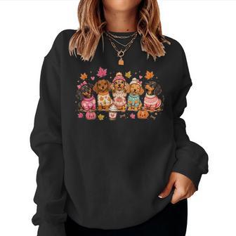 Cute Halloween Dachshund Ghost Coffee Fall Autumn Wiener Dog Women Sweatshirt - Thegiftio UK