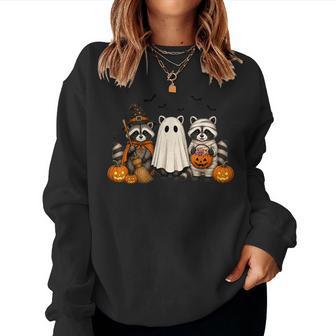 Cute Halloween Raccoons Witch Ghost Mummy Pumpkins Women Women Sweatshirt - Thegiftio UK