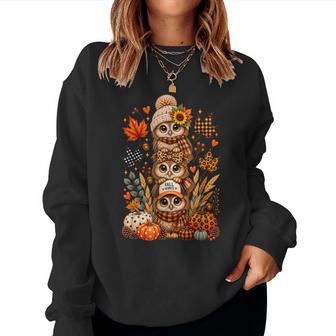 Cute Owl Leopard Bow Fall Autumn Pumpkin For Women Women Sweatshirt - Thegiftio UK