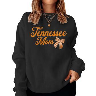 Cute Tennessee Mom With Bow Orange And White Checked Women Sweatshirt | Seseable UK