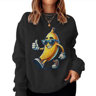 Dibujos Animados Retro Plátano Con Gafas Deol Hombres Es Plátano In Mangas Sudadera Mujer - Regaloses