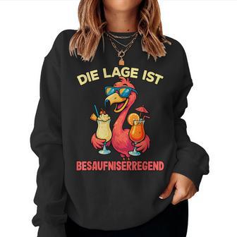 Die Lage Ist Besäufniserregend Lustiges Flamingo Party Sweatshirt Frauen - Geschenkecke