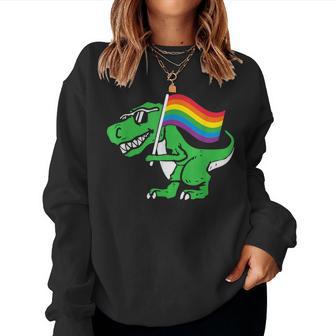 Dinosaure Gay Lgbt-Q T-Rex Rainbow Pride Drapeau Couleur Allié Sweat-shirt pour femme - Cadeauxyz