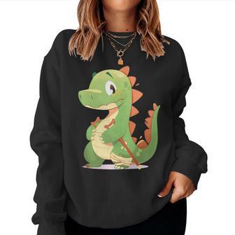 Dinosaurio Con Bastón De Dibujos Animados Para Hombre Niños In Mangas Sudadera Mujer - Regaloses