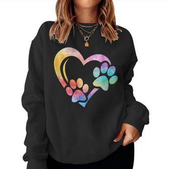 Dog Paw Print Heart Paw Dog Mom Dog Lover Women Sweatshirt - Thegiftio UK