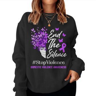 Domestic Violence Awareness Ribbon Purple Support Women Sweatshirt - Thegiftio UK