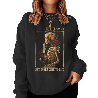 Dry Bones Come To Life Skeleton Floral Ezekiel 37 Women Sweatshirt - Thegiftio UK