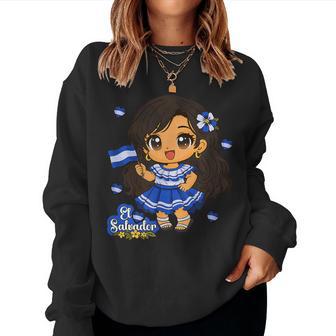 El Salvador Girl Salvadoran Woman Bicha Hearts Women Sweatshirt - Thegiftio UK