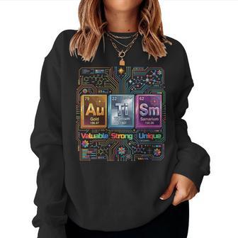 Elementos De Conciencia Del Autismo Tabla Periódica Asd Único Fuerte Cuello Sudadera Mujer - Regaloses