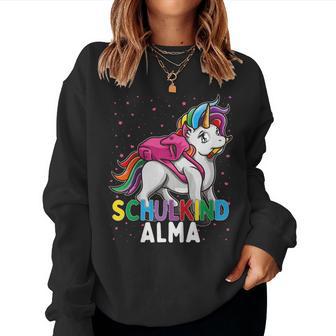 Enfant Licorne Alma Pour Enfant D'écolier Prénom Fille Sweat-shirt pour femme - Cadeauxyz