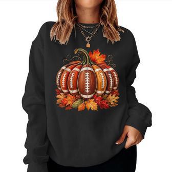 Fall Game Day Football Pumpkin Autumn Leaves Kid Women Sweatshirt - Thegiftio UK