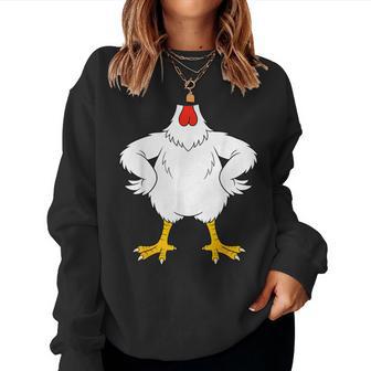 Farm Animal Rooster Hen Chicken Costume Lazy Diy Halloween Women Sweatshirt - Thegiftio UK
