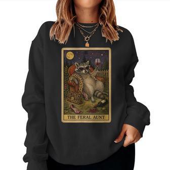The Feral Aunt Tarot Card Raccoon Cool Aunt Club Women Sweatshirt - Thegiftio UK