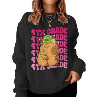 First Day Of Fourth Grade Capybara Turtle Backpack 4Th Grade Women Sweatshirt - Thegiftio UK