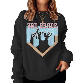 First Day Of Third 3Rd Grade Baseball Ice Cream Drip Boy Women Sweatshirt - Thegiftio UK