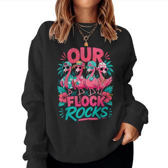 Our Flock Rocks Flamingo Summer Tropical Women Sweatshirt - Thegiftio UK
