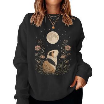 Floral Guinea Pig Moon Celestial Night Animal Lover Women Sweatshirt | Seseable UK