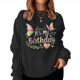 Floral It's My Birthday Butterfly Heat Love Kids Girls Women Sweatshirt - Thegiftio UK
