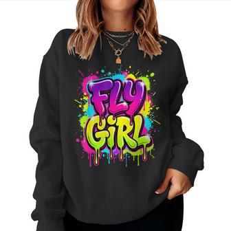 Fly 90S Girl Retro Graffiti Paint Splatter Women Sweatshirt - Thegiftio UK