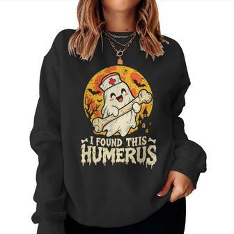 I Found This Humerus Spooky Ghost Halloween Scrub Top Women Women Sweatshirt - Thegiftio UK