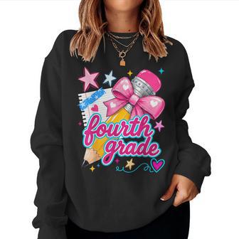 Fourth Grade Coquette Bow Pencil First Day Of School Girls Women Sweatshirt - Thegiftio UK