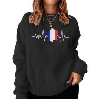 France Battement De Coeur Drapeau Français Carte Sweat-shirt pour femme - Cadeauxyz