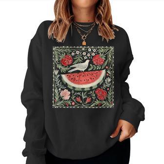Free Palestine Fruits Watermelon Floral Dove Women Sweatshirt - Thegiftio UK