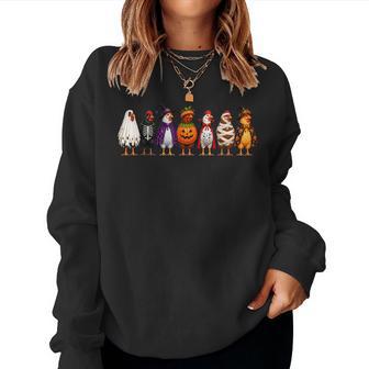 Chicken Halloween Costumes Ghost Pumpkin Skeleton Women Sweatshirt - Thegiftio UK