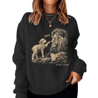 Christian Bible Verse Luke 10 19 Lion And Lamb Boop Women Sweatshirt - Thegiftio UK