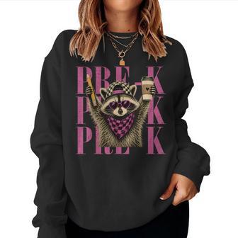 Pre-K Preschool Teacher Feral Raccoon Back To School Women Sweatshirt - Thegiftio UK