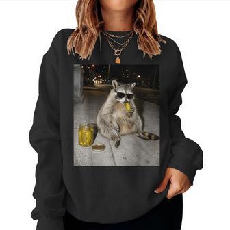 Raccoon Eating Pickles Meme Kids Women Sweatshirt - Thegiftio UK