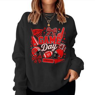 Game Day Football Season Black & Red Cheer Kids Men Women Sweatshirt | Seseable UK