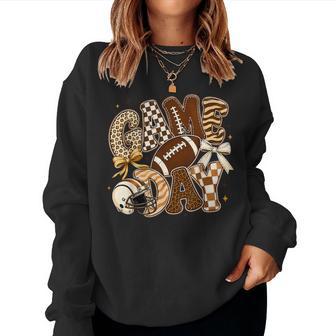 Game Day Football Season Leopard Retro Team Sports Women Women Sweatshirt - Thegiftio UK