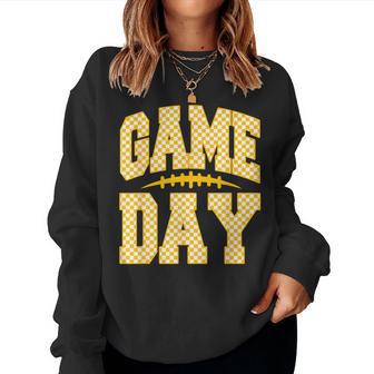 Game Day Football Season Football Mama Girl Black Gold Vibes Women Sweatshirt | Seseable UK