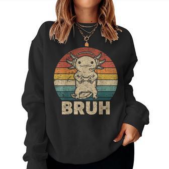 Gamer Axolotl Bruh Graphic For Boys Girls Women Women Sweatshirt - Thegiftio UK
