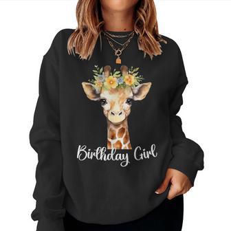 Giraffe Birthday Girl Outfit For Wife Zoo Birthday Party Women Sweatshirt - Thegiftio UK