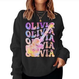 Girl Retro Olivia First Name Personalized Groovy 80'S Women Sweatshirt - Thegiftio UK
