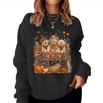 Golden Retriever Pumpkin Wagon Cute Fall Halloween Women Women Sweatshirt - Thegiftio UK
